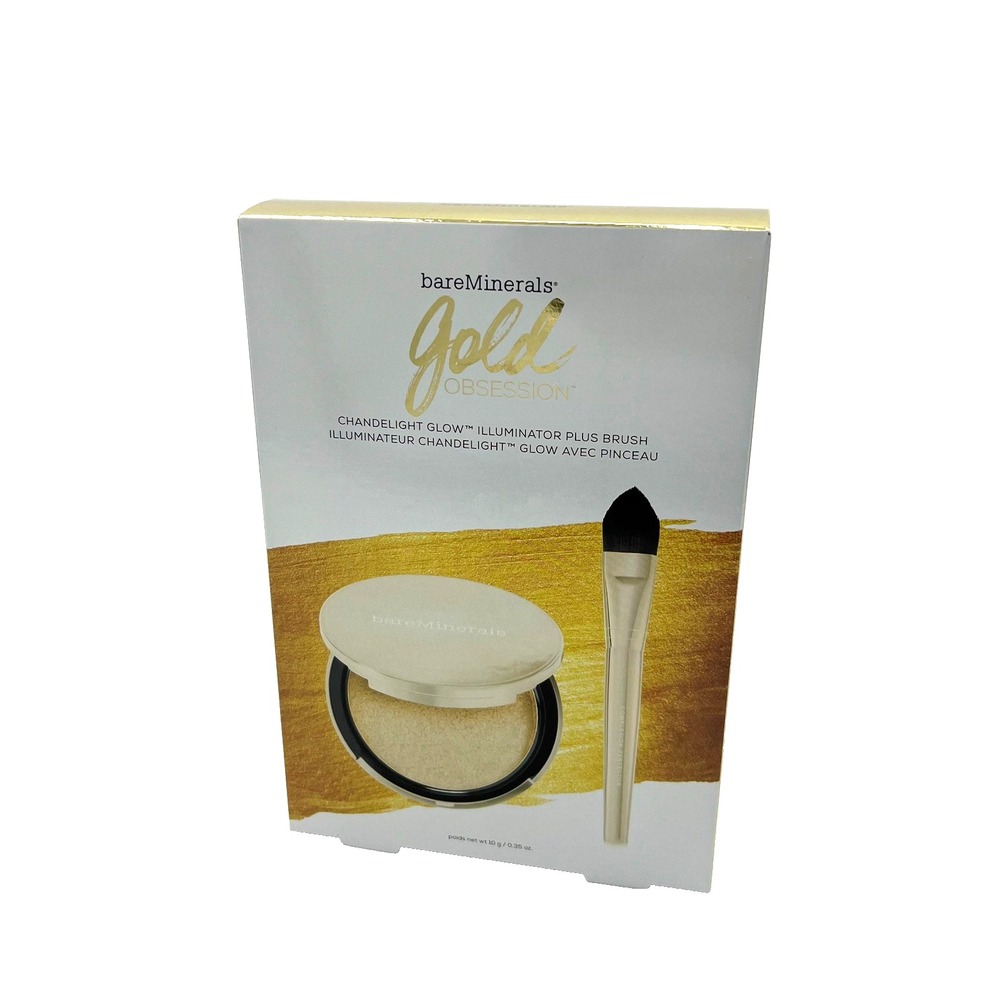 Bare Minerals Gold Obsession Chandelight Glow Illuminator Plus Brush 10g‎ NIB